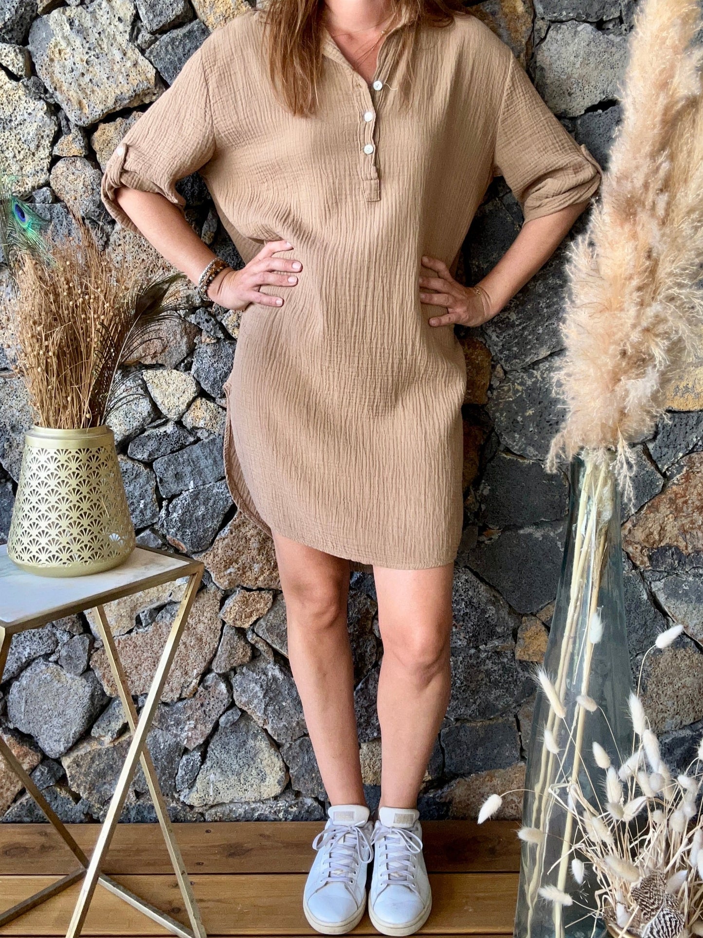 Robe Gaze de Coton Camel